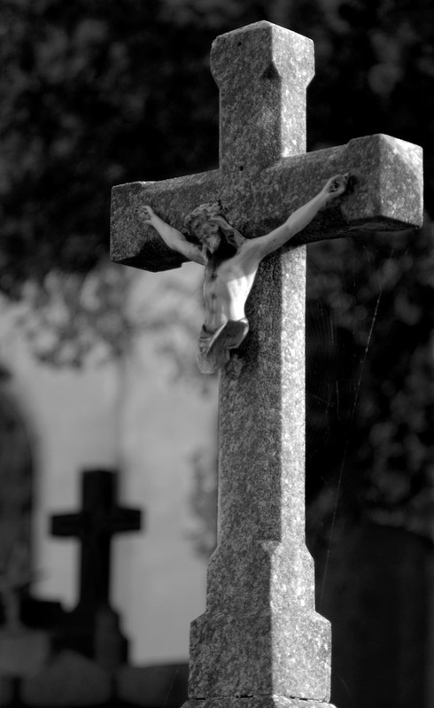 Vinohrady1Cemetery.jpg :: Crucifix Headstone in Vinohrady Cemetery, Prague, Czech, Republic