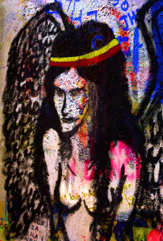 Angel on Lennon Wall.jpg :: Peace Angel on the Lennon Wall, Prague