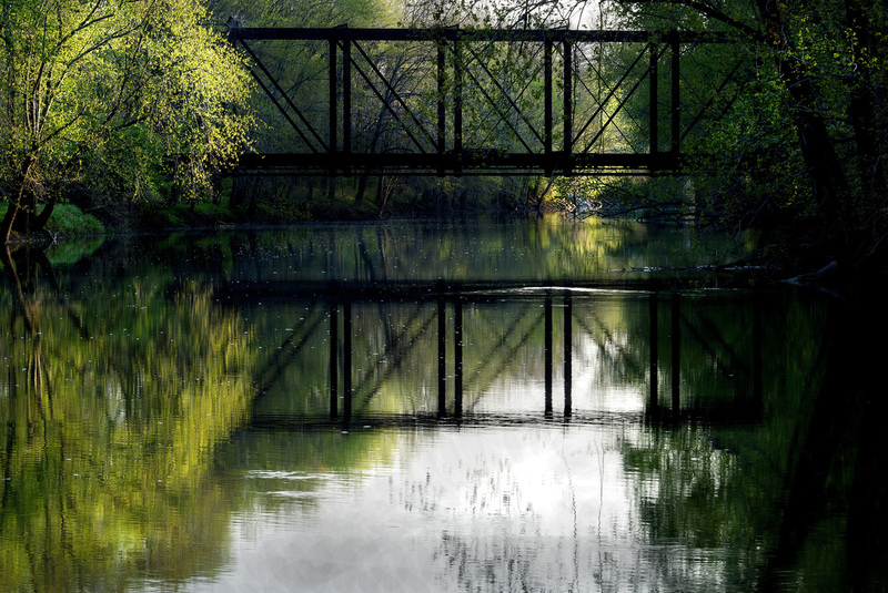 Bridge over the Sangamon 1.jpg :: Old RR Truss Used for Walking Trail, Sangamon River, Monticello 