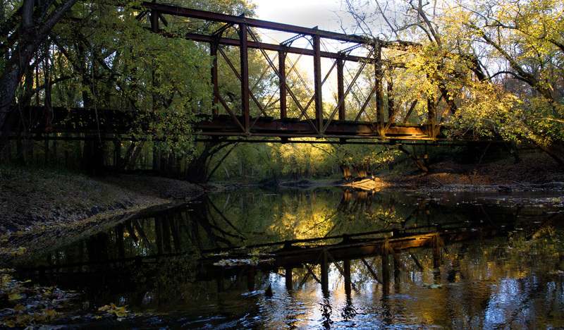 Bridge over the Sangamon River.jpg :: Old Truss Bridge on Walking Trail, Shady Rest Forest Preserve, Near White Heath , Piatt County
