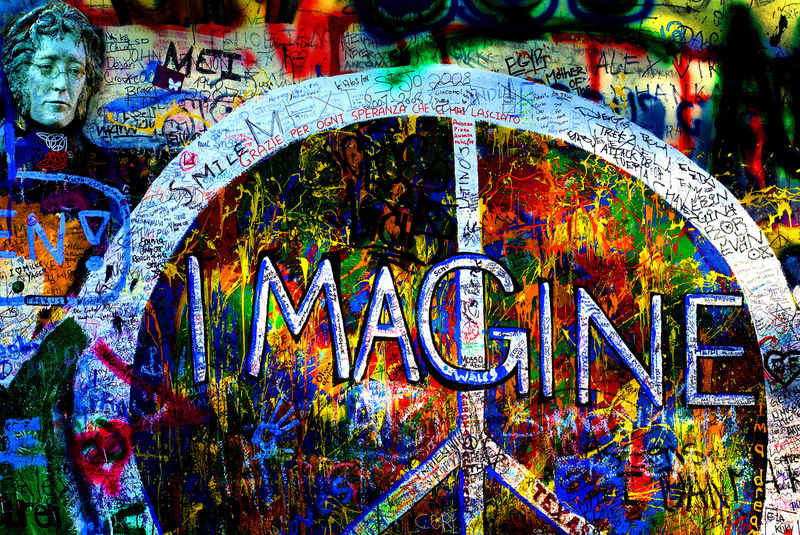 John Lennon Wall Prague.jpg :: Peace Sign on the Lennon Wall, Prague