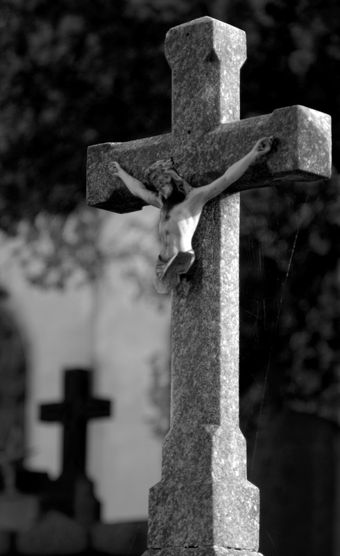 Vinohrady Cemetery.jpg :: Crucifix Headstone in Vinohrady Cemetery, Prague, Czech, Republic