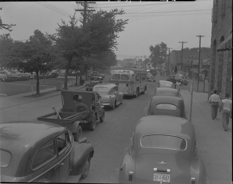 102A-1 Wisconsin Ave facing south from Bank of Bethesda 1939.jpg :: Wisconson ave looking south from Bank of Bethesda 1939