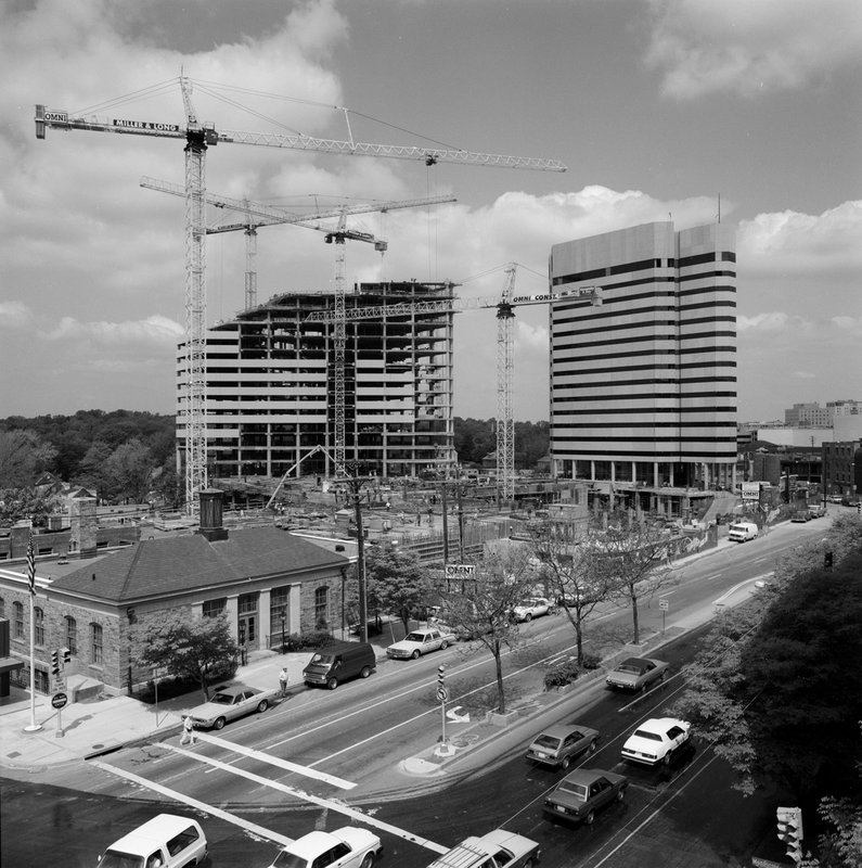 8405000-ABW Bethesda Hyatt Metro Centre Wisconsin Ave Looking N Bethesda Under Construction 1984.jpg