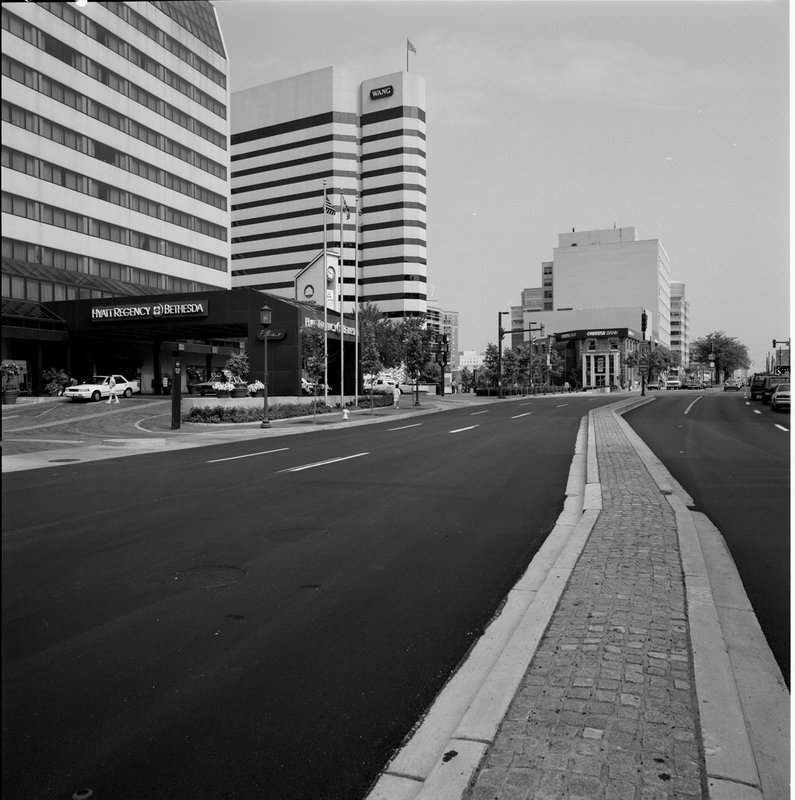 900618BW Bethesda Hyatt Wisconsin Ave Looking N Bank of Bethesda 1990.jpg