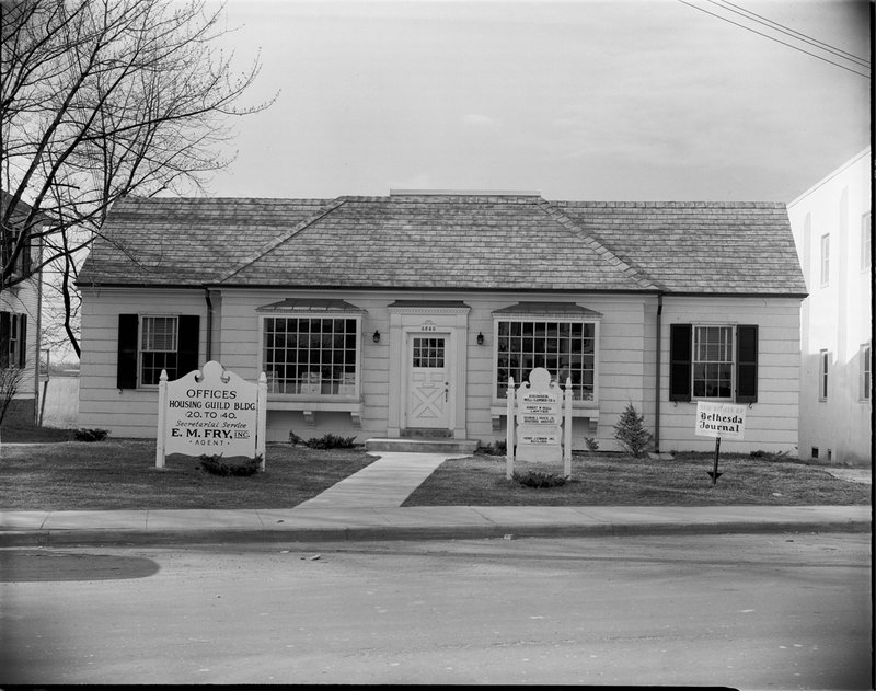 A290 Eisinger Office Building 6840 Wisconsin Ave 1940.jpg :: A290 6840 Wisconsin Ave, 1940, the Housing Guild, Bethesda Journal, EM Fry, Eisinger Mill Lumber Co, Robert W Beall lawyer, 