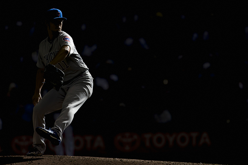 156 web.jpg :: April 7, 2018: Chicago Cubs starting pitcher Yu Darvish #11 delivers a pitch during the Major League Baseball game between the Milwaukee Brewers and the Chicago Cubs at Miller Park in Milwaukee, WI. Cubs defeated the Brewers 5-2. John Fisher/CSM
