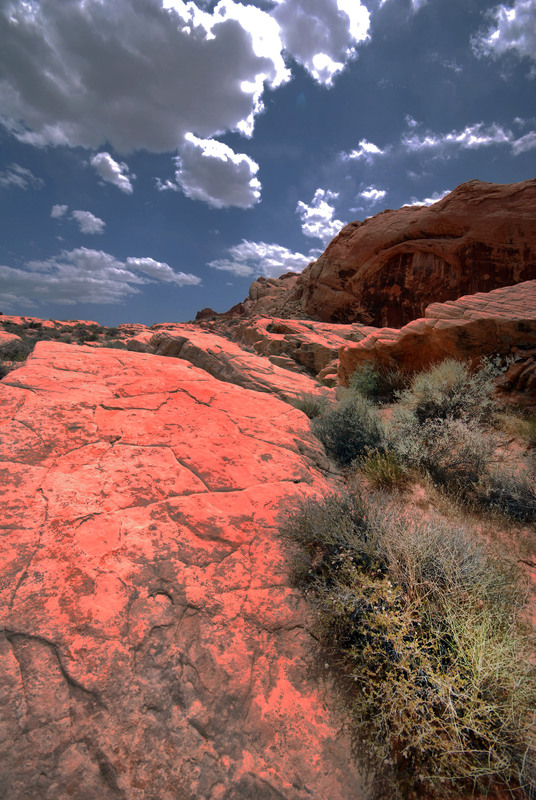 Orange and Blue.jpg :: Stark relationship between Sandstone orange and the blue sky highlighting the clouds adds to the majestic landscape of the sandstone.