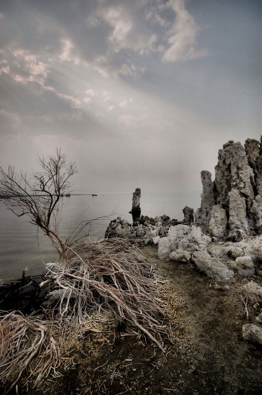 Smoke and Tufa.jpg ::  Tufa is a variety of limestone formed when carbonate minerals precipitate out of ambient temperature water.  