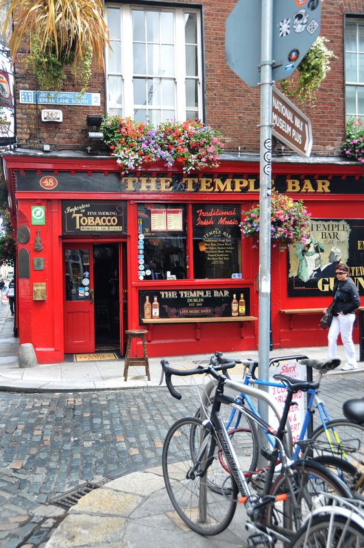 Temple Bar.jpg :: Temple Bar is an area on the south bank of the River Liffey in central Dublin,  Unlike the areas surrounding it, The Pub is located on a medieval narrow cobbled street. It is promoted as \