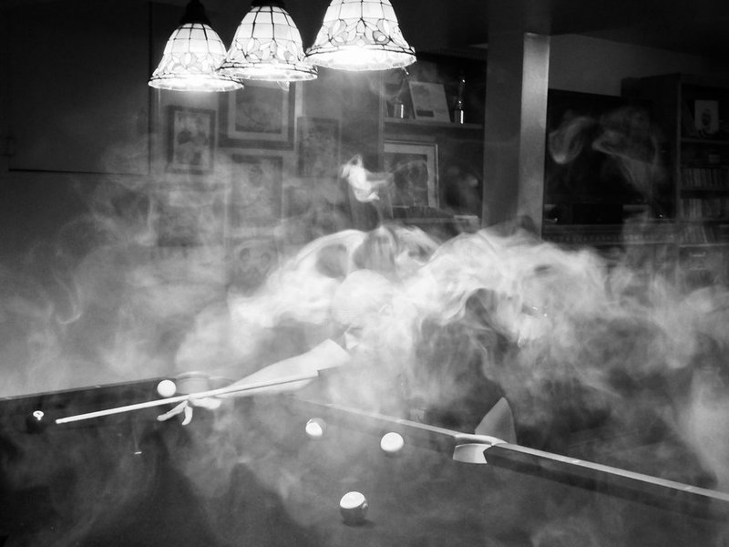 The Pool Shark.jpg :: The Pool Shark and a smokey room