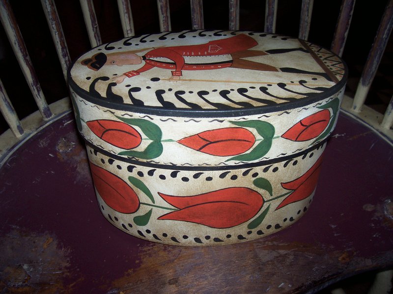 100_1740.jpg :: Tall Band box with colonial gentleman $195.00