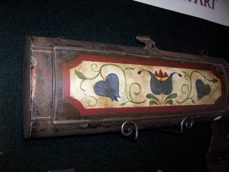 100_1776.jpg :: Antique tin candle box with tulip design $165.00
