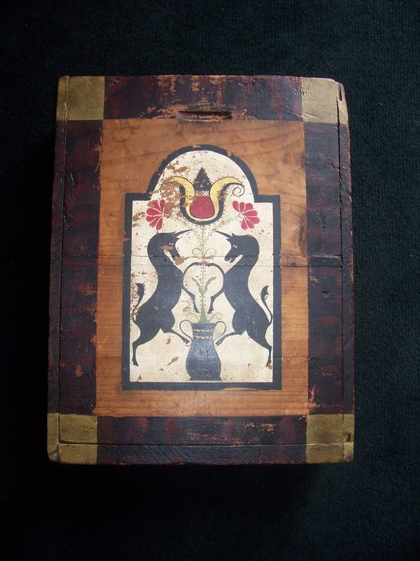 100_2248.jpg :: Antique slide box with unicorn design - perfect size for family bible    $195.00