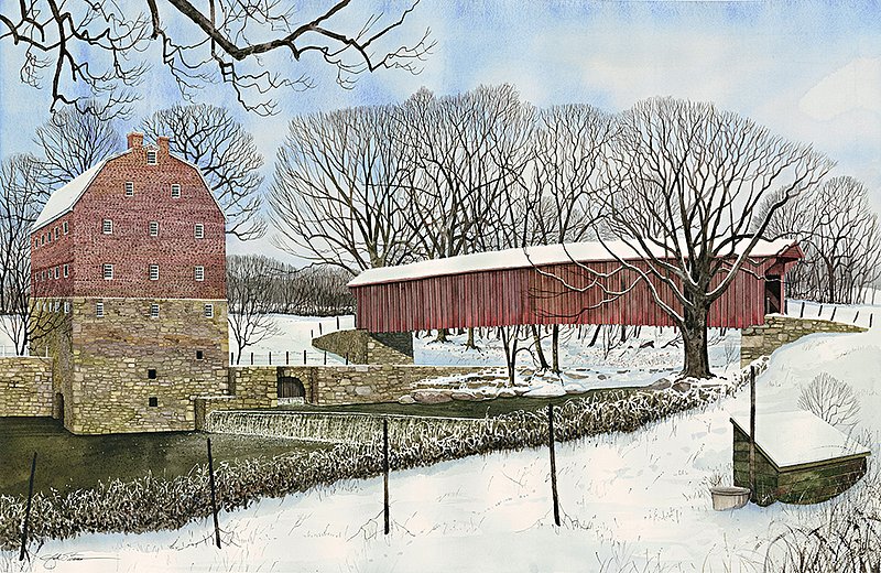 Bollinger Mill.jpg :: Click on the BUY NOW button to browse sizes/prices or to place an order.  About BOLLINGER MILL:  The mill and the beautiful Bollinger Mill State Historic Site is located in Burfordville, in Cape Girardeau County, Missouri.