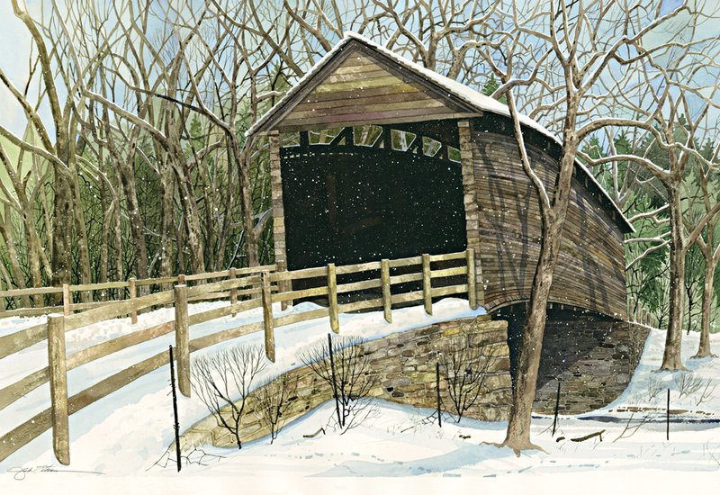 Hump Back Bridge.jpg :: The Humpback Covered Bridge located in the Virginia, is one of the few remaining covered bridges in the United States that was built higher in the middle than on either end; hence the name of \