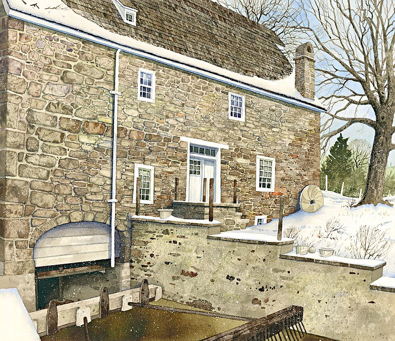 Nolts Mill.jpg :: Click the buy it now feature to see size options and prices. The beautiful Nolt's Mill in Bird in Hand Pennsylvania has been functioning as a mill for over 200 hundred years and is now the second John Stevens Limited gallery.