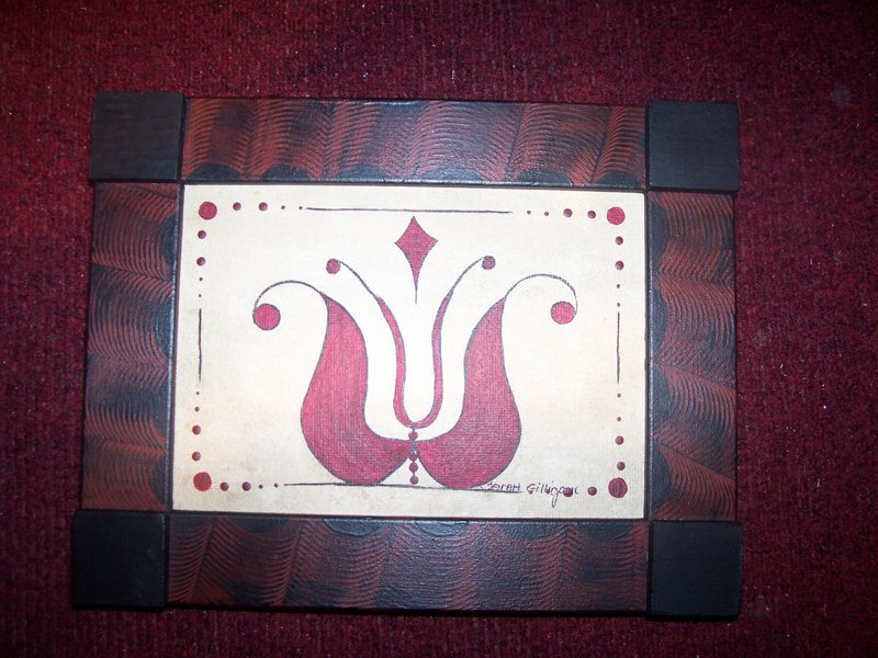 sold..14.jpg :: Grain painted frame with tulip 7x9 $75.00
