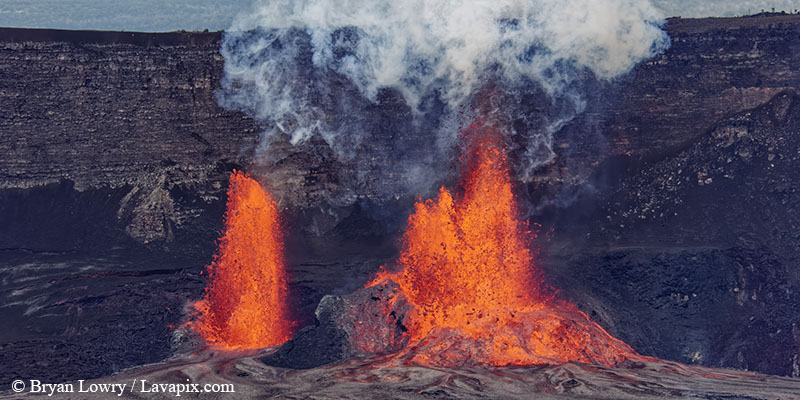 _BL_9173c 32625 GH5.jpg :: The white-tailed tropicbird, also known as Koa?'e kea in Hawaiian, is a seabird that breeds on tropical islands and lives in the crater walls of Kilauea volcanoes' Halemaumau Vent.
Adults have a 3' wingspan.
Episode 15 eruption Lava fountain, Kilauea volcano, Hawaii Volcanoes National Park, The Big Island of Hawaii. 3-26-25