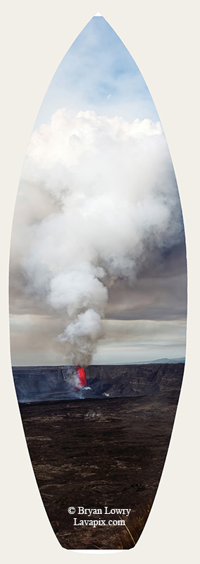 Episode 14-G9-7460s_31925 Moon.jpg :: Episode 14 eruption, Lava fountain, Kilauea volcano, Hawaii Volcanoes National Park, The Big Island of Hawaii. 3-19-20-2025

Printed in the shape of a surfboard