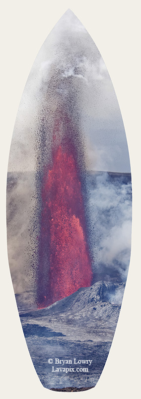 Episode 14-G9-7538s_31925.jpg :: Episode 14 eruption, Lava fountain, Kilauea volcano, Hawaii Volcanoes National Park, The Big Island of Hawaii. 3-19-20-2025

Printed in the shape of a surfboard