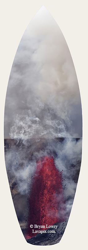 Episode 14-G9-7597s_31925.jpg :: Episode 14 eruption, Lava fountain, Kilauea volcano, Hawaii Volcanoes National Park, The Big Island of Hawaii. 3-19-20-2025

Printed in the shape of a surfboard