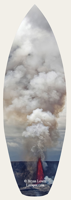 Episode 14-G9-7624s_31925.jpg :: Episode 14 eruption, Lava fountain, Kilauea volcano, Hawaii Volcanoes National Park, The Big Island of Hawaii. 3-19-20-2025

Printed in the shape of a surfboard