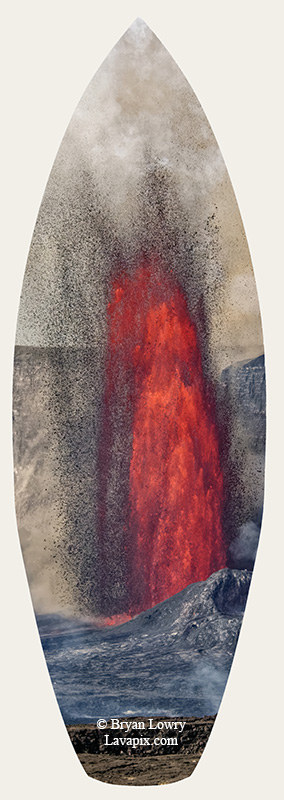 Episode 14_BL_8829s_32025 GH5.jpg :: Episode 14 eruption, Lava fountain, Kilauea volcano, Hawaii Volcanoes National Park, The Big Island of Hawaii. 3-19-20-2025

Printed in the shape of a surfboard
