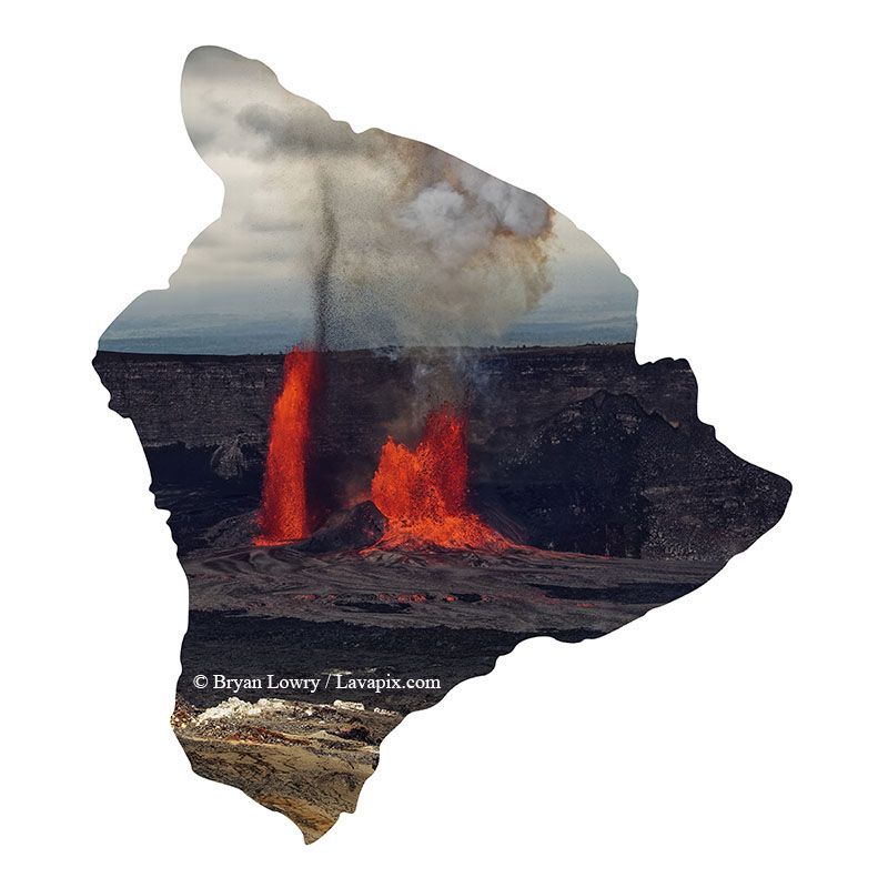 Episode 15_BJL7694 Bird_Big Island.jpg :: The white-tailed tropicbird, also known as Koa'e kea in Hawaiian, is a seabird that breeds on tropical islands and lives in the crater walls of Kilauea Volcano's Halemaumau Vent.
Adults have a 3-foot wingspan.
Episode 15 eruption, Lava fountain, Kilauea volcano, Hawaii Volcanoes National Park, The Big Island of Hawaii. 3-26-25

?Printed in the shape of The Big Island of Hawaii
