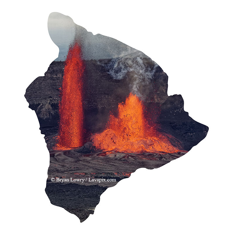 Episode 15_BJL7695 Bird_Big Island.jpg :: The white-tailed tropicbird, also known as Koa'e kea in Hawaiian, is a seabird that breeds on tropical islands and lives in the crater walls of Kilauea Volcano's Halemaumau Vent.
Adults have a 3-foot wingspan.
Episode 15 eruption, Lava fountain, Kilauea volcano, Hawaii Volcanoes National Park, The Big Island of Hawaii. 3-26-25

?Printed in the shape of The Big Island of Hawaii
