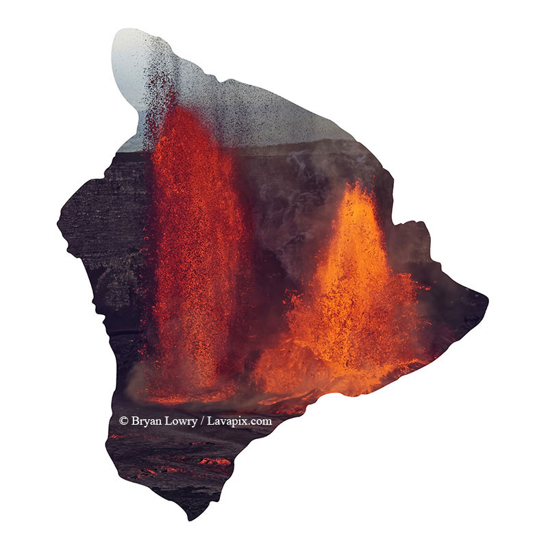 Episode 15_BJL7719 Bird_Big Island.jpg :: The white-tailed tropicbird, also known as Koa'e kea in Hawaiian, is a seabird that breeds on tropical islands and lives in the crater walls of Kilauea Volcano's Halemaumau Vent.
Adults have a 3-foot wingspan.
Episode 15 eruption, Lava fountain, Kilauea volcano, Hawaii Volcanoes National Park, The Big Island of Hawaii. 3-26-25

?Printed in the shape of The Big Island of Hawaii
