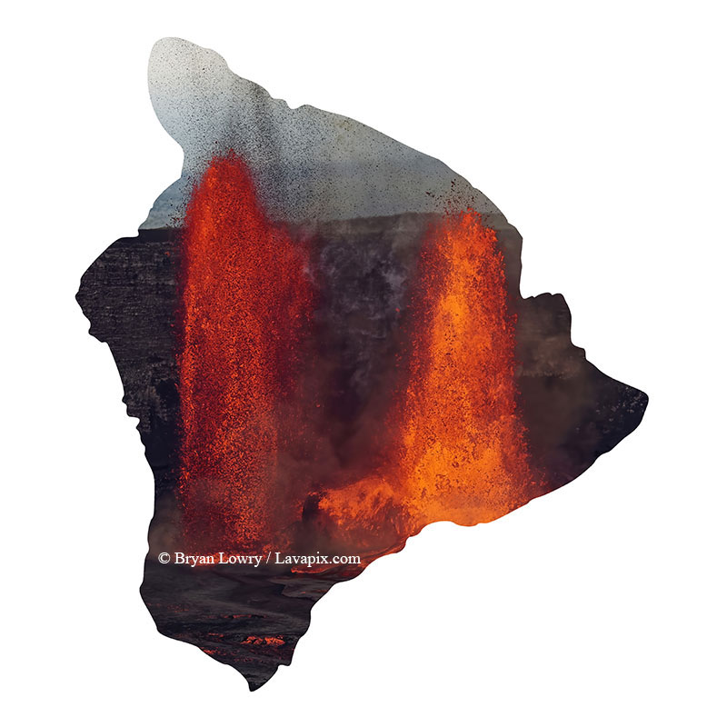 Episode 15_BJL7720 Bird_Big Island.jpg :: The white-tailed tropicbird, also known as Koa'e kea in Hawaiian, is a seabird that breeds on tropical islands and lives in the crater walls of Kilauea Volcano's Halemaumau Vent.
Adults have a 3-foot wingspan.
Episode 15 eruption, Lava fountain, Kilauea volcano, Hawaii Volcanoes National Park, The Big Island of Hawaii. 3-26-25

?Printed in the shape of The Big Island of Hawaii
