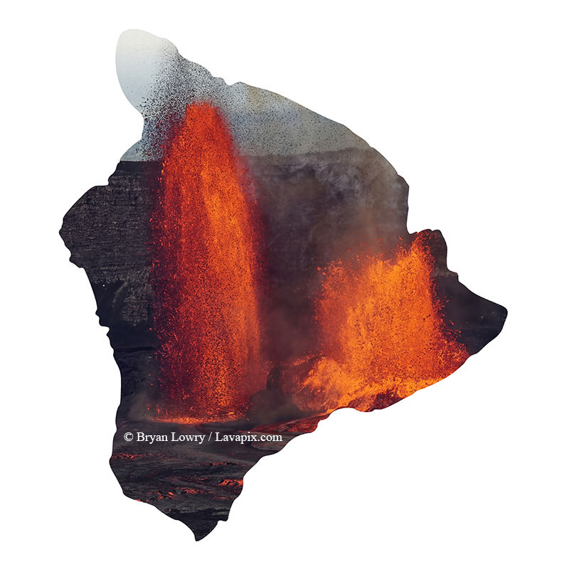 Episode 15_BJL7723 Bird_Big Island.jpg :: The white-tailed tropicbird, also known as Koa'e kea in Hawaiian, is a seabird that breeds on tropical islands and lives in the crater walls of Kilauea Volcano's Halemaumau Vent.
Adults have a 3-foot wingspan.
Episode 15 eruption, Lava fountain, Kilauea volcano, Hawaii Volcanoes National Park, The Big Island of Hawaii. 3-26-25

?Printed in the shape of The Big Island of Hawaii
