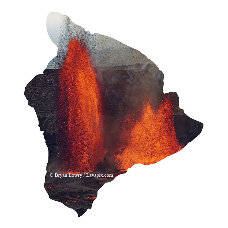 Episode 15_BJL7724 Bird_Big Island.jpg :: The white-tailed tropicbird, also known as Koa'e kea in Hawaiian, is a seabird that breeds on tropical islands and lives in the crater walls of Kilauea Volcano's Halemaumau Vent.
Adults have a 3-foot wingspan.
Episode 15 eruption, Lava fountain, Kilauea volcano, Hawaii Volcanoes National Park, The Big Island of Hawaii. 3-26-25

?Printed in the shape of The Big Island of Hawaii
