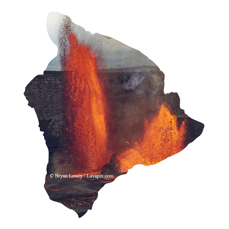 Episode 15_BJL7725 Bird_Big Island.jpg :: The white-tailed tropicbird, also known as Koa'e kea in Hawaiian, is a seabird that breeds on tropical islands and lives in the crater walls of Kilauea Volcano's Halemaumau Vent.
Adults have a 3-foot wingspan.
Episode 15 eruption, Lava fountain, Kilauea volcano, Hawaii Volcanoes National Park, The Big Island of Hawaii. 3-26-25

?Printed in the shape of The Big Island of Hawaii
