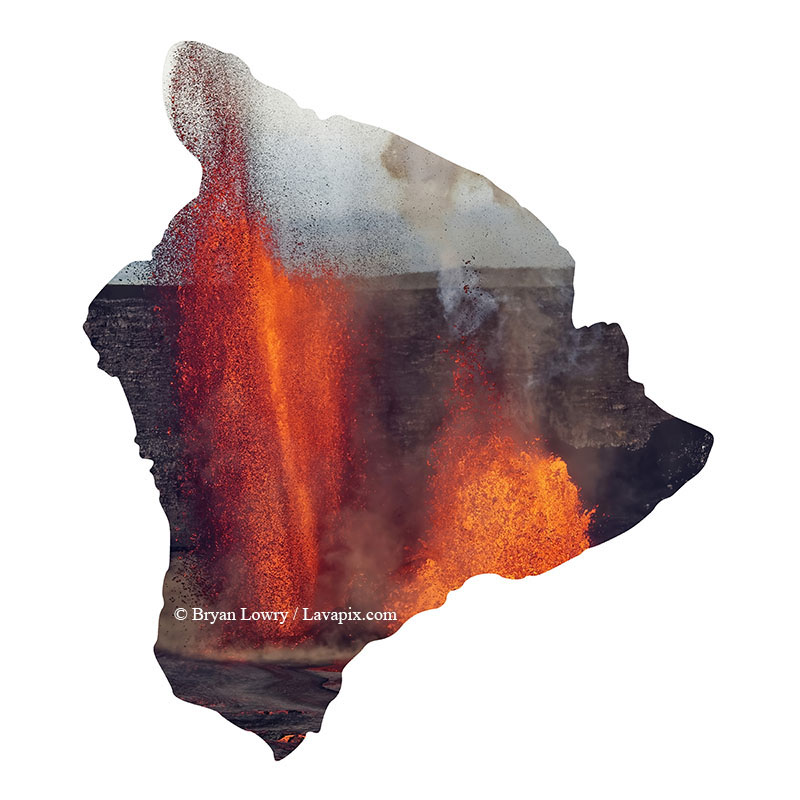 Episode 15_BJL7728 Bird_Big Island.jpg :: The white-tailed tropicbird, also known as Koa'e kea in Hawaiian, is a seabird that breeds on tropical islands and lives in the crater walls of Kilauea Volcano's Halemaumau Vent.
Adults have a 3-foot wingspan.
Episode 15 eruption, Lava fountain, Kilauea volcano, Hawaii Volcanoes National Park, The Big Island of Hawaii. 3-26-25

?Printed in the shape of The Big Island of Hawaii
