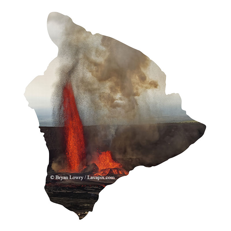 Episode 15_BJL7743 Bird_Big Island.jpg :: The white-tailed tropicbird, also known as Koa'e kea in Hawaiian, is a seabird that breeds on tropical islands and lives in the crater walls of Kilauea Volcano's Halemaumau Vent.
Adults have a 3-foot wingspan.
Episode 15 eruption, Lava fountain, Kilauea volcano, Hawaii Volcanoes National Park, The Big Island of Hawaii. 3-26-25

?Printed in the shape of The Big Island of Hawaii
