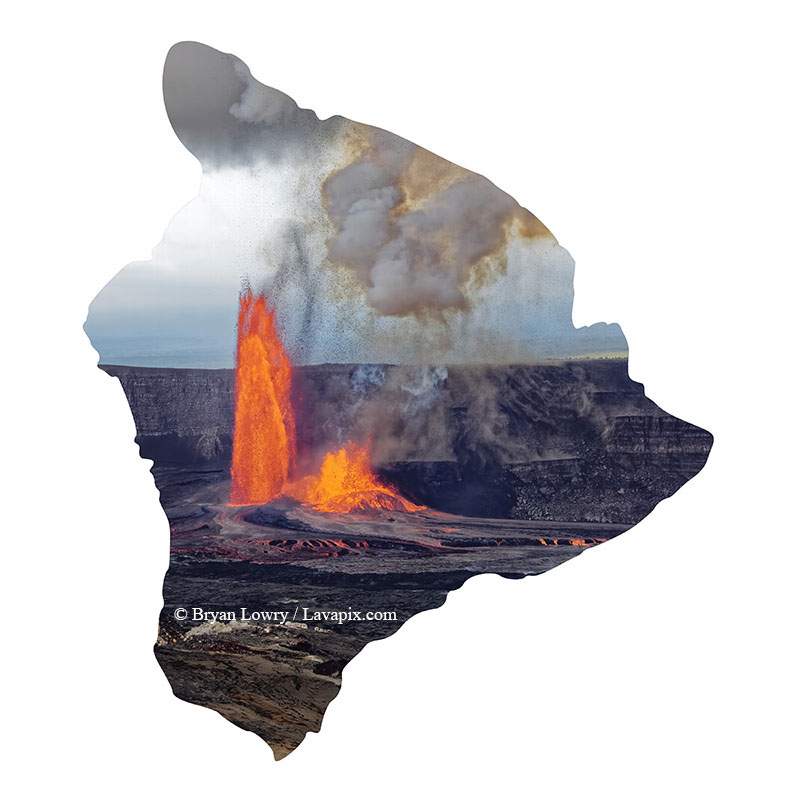 Episode 15_BJL7784-2 Bird_Big Island.jpg :: The white-tailed tropicbird, also known as Koa'e kea in Hawaiian, is a seabird that breeds on tropical islands and lives in the crater walls of Kilauea Volcano's Halemaumau Vent.
Adults have a 3-foot wingspan.
Episode 15 eruption, Lava fountain, Kilauea volcano, Hawaii Volcanoes National Park, The Big Island of Hawaii. 3-26-25

?Printed in the shape of The Big Island of Hawaii
