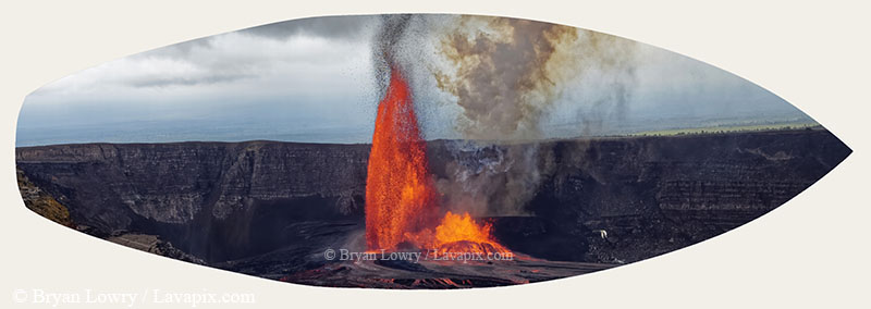 Episode 15_BJL7799s-2H Bird.jpg :: The white-tailed tropicbird, also known as Koa'e kea in Hawaiian, is a seabird that breeds on tropical islands and lives in the crater walls of Kilauea Volcano's Halemaumau Vent.
Adults have a 3-foot wingspan.
Episode 15 eruption, Lava fountain, Kilauea volcano, Hawaii Volcanoes National Park, The Big Island of Hawaii. 3-26-25

?Printed in the shape of a surfboard