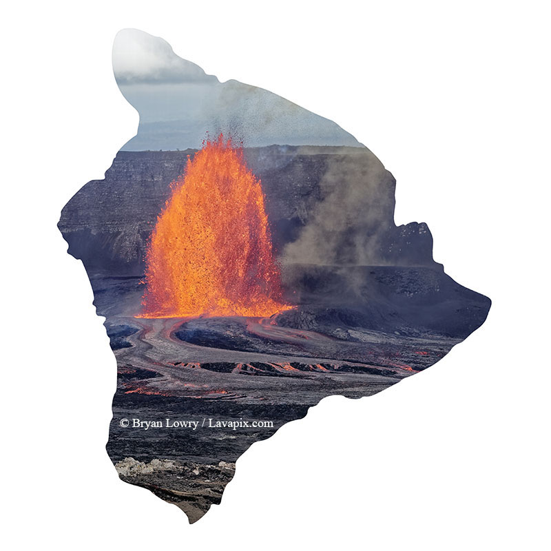 Episode 15_BJL7840 Bird_Big Island.jpg :: The white-tailed tropicbird, also known as Koa'e kea in Hawaiian, is a seabird that breeds on tropical islands and lives in the crater walls of Kilauea Volcano's Halemaumau Vent.
Adults have a 3-foot wingspan.
Episode 15 eruption, Lava fountain, Kilauea volcano, Hawaii Volcanoes National Park, The Big Island of Hawaii. 3-26-25

?Printed in the shape of The Big Island of Hawaii
