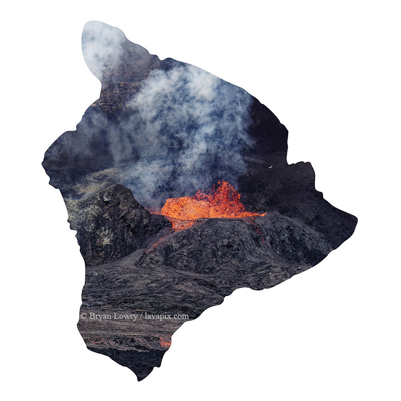 Episode 15_BL9160 Bird_Big Island.jpg :: The white-tailed tropicbird, also known as Koa'e kea in Hawaiian, is a seabird that breeds on tropical islands and lives in the crater walls of Kilauea Volcano's Halemaumau Vent.
Adults have a 3-foot wingspan.
Episode 15 eruption, Lava fountain, Kilauea volcano, Hawaii Volcanoes National Park, The Big Island of Hawaii. 3-26-25

?Printed in the shape of The Big Island of Hawaii