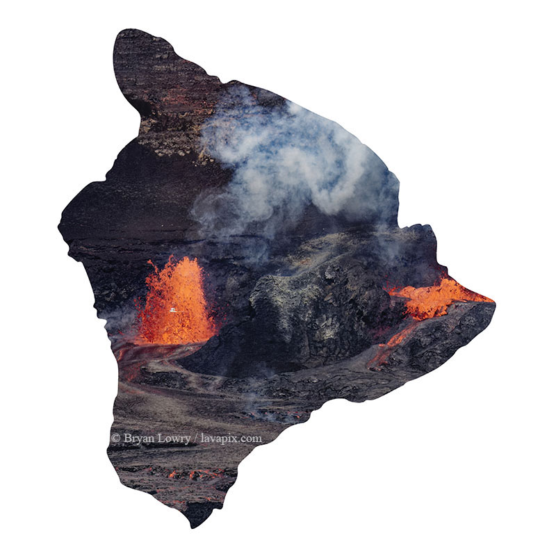 Episode 15_BL9168 Bird_Big Island.jpg :: The white-tailed tropicbird, also known as Koa'e kea in Hawaiian, is a seabird that breeds on tropical islands and lives in the crater walls of Kilauea Volcano's Halemaumau Vent.
Adults have a 3-foot wingspan.
Episode 15 eruption, Lava fountain, Kilauea volcano, Hawaii Volcanoes National Park, The Big Island of Hawaii. 3-26-25

?Printed in the shape of The Big Island of Hawaii