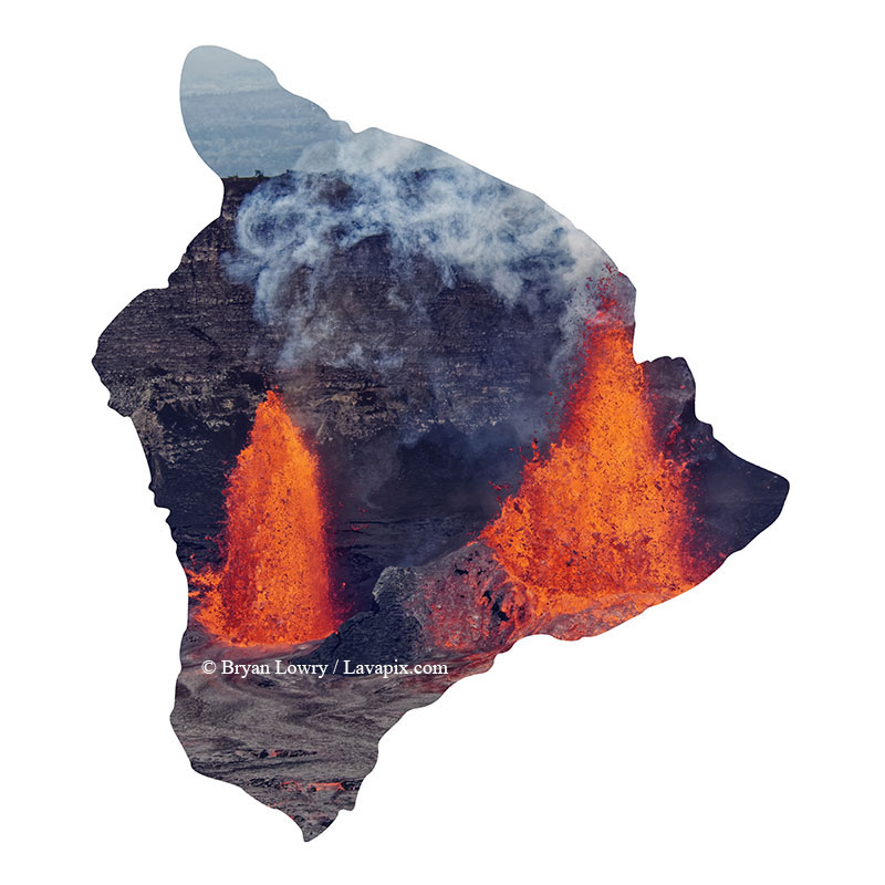 Episode 15_BL9172 Bird_Big Island.jpg :: The white-tailed tropicbird, also known as Koa'e kea in Hawaiian, is a seabird that breeds on tropical islands and lives in the crater walls of Kilauea Volcano's Halemaumau Vent.
Adults have a 3-foot wingspan.
Episode 15 eruption, Lava fountain, Kilauea volcano, Hawaii Volcanoes National Park, The Big Island of Hawaii. 3-26-25

?Printed in the shape of The Big Island of Hawaii