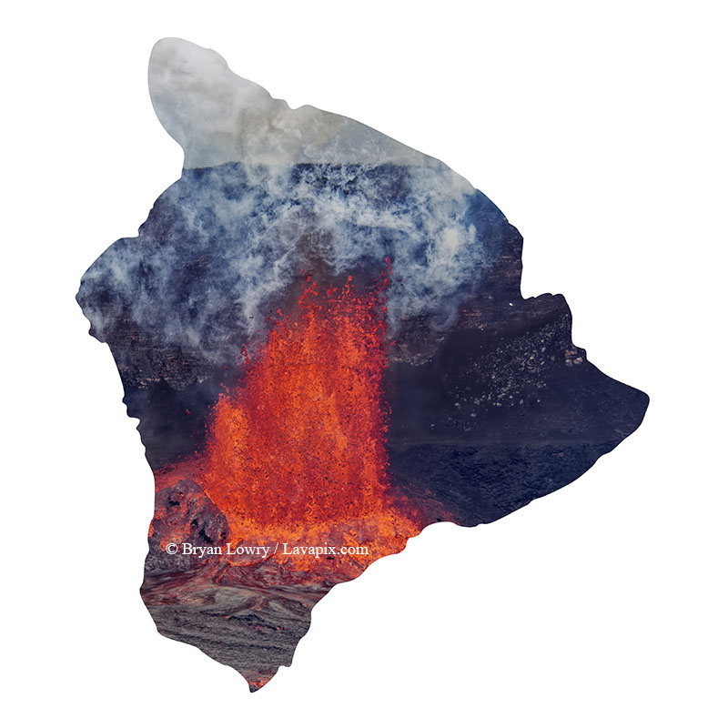 Episode 15_BL9174 Bird_Big Island.jpg :: The white-tailed tropicbird, also known as Koa'e kea in Hawaiian, is a seabird that breeds on tropical islands and lives in the crater walls of Kilauea Volcano's Halemaumau Vent.
Adults have a 3-foot wingspan.
Episode 15 eruption, Lava fountain, Kilauea volcano, Hawaii Volcanoes National Park, The Big Island of Hawaii. 3-26-25

?Printed in the shape of The Big Island of Hawaii