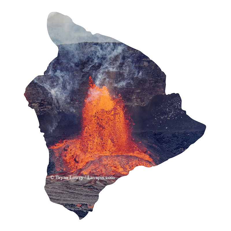 Episode 15_BL9176 Bird_Big Island.jpg :: The white-tailed tropicbird, also known as Koa'e kea in Hawaiian, is a seabird that breeds on tropical islands and lives in the crater walls of Kilauea Volcano's Halemaumau Vent.
Adults have a 3-foot wingspan.
Episode 15 eruption, Lava fountain, Kilauea volcano, Hawaii Volcanoes National Park, The Big Island of Hawaii. 3-26-25

?Printed in the shape of The Big Island of Hawaii