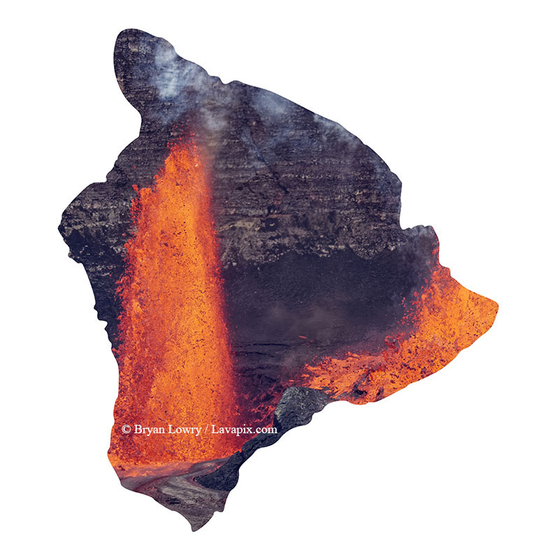 Episode 15_BL9181 Bird_Big Island.jpg :: The white-tailed tropicbird, also known as Koa'e kea in Hawaiian, is a seabird that breeds on tropical islands and lives in the crater walls of Kilauea Volcano's Halemaumau Vent.
Adults have a 3-foot wingspan.
Episode 15 eruption, Lava fountain, Kilauea volcano, Hawaii Volcanoes National Park, The Big Island of Hawaii. 3-26-25

?Printed in the shape of The Big Island of Hawaii