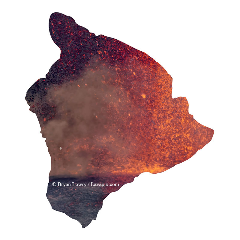 Episode 15_BL9197 Bird_Big Island.jpg :: The white-tailed tropicbird, also known as Koa'e kea in Hawaiian, is a seabird that breeds on tropical islands and lives in the crater walls of Kilauea Volcano's Halemaumau Vent.
Adults have a 3-foot wingspan.
Episode 15 eruption, Lava fountain, Kilauea volcano, Hawaii Volcanoes National Park, The Big Island of Hawaii. 3-26-25

?Printed in the shape of The Big Island of Hawaii