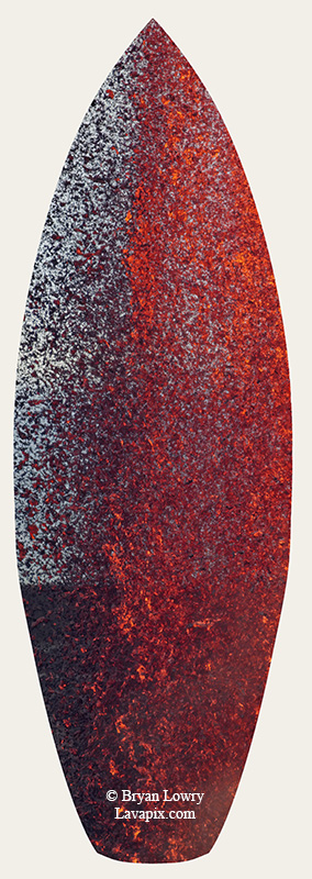 Episode 15_BL9221s-2.jpg :: The white-tailed tropicbird, also known as Koa'e kea in Hawaiian, is a seabird that breeds on tropical islands and lives in the crater walls of Kilauea Volcano's Halemaumau Vent.
Adults have a 3-foot wingspan.
Episode 15 eruption, Lava fountain, Kilauea volcano, Hawaii Volcanoes National Park, The Big Island of Hawaii. 3-26-25

?Printed in the shape of a surfboard