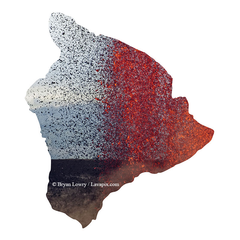 Episode 15_BL9223 Big Island.jpg :: The white-tailed tropicbird, also known as Koa'e kea in Hawaiian, is a seabird that breeds on tropical islands and lives in the crater walls of Kilauea Volcano's Halemaumau Vent.
Adults have a 3-foot wingspan.
Episode 15 eruption, Lava fountain, Kilauea volcano, Hawaii Volcanoes National Park, The Big Island of Hawaii. 3-26-25

?Printed in the shape of The Big Island of Hawaii