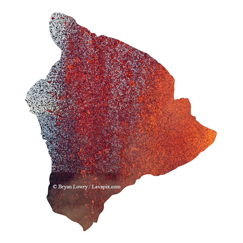 Episode 15_BL9223-2 Big Island.jpg :: The white-tailed tropicbird, also known as Koa'e kea in Hawaiian, is a seabird that breeds on tropical islands and lives in the crater walls of Kilauea Volcano's Halemaumau Vent.
Adults have a 3-foot wingspan.
Episode 15 eruption, Lava fountain, Kilauea volcano, Hawaii Volcanoes National Park, The Big Island of Hawaii. 3-26-25

?Printed in the shape of The Big Island of Hawaii